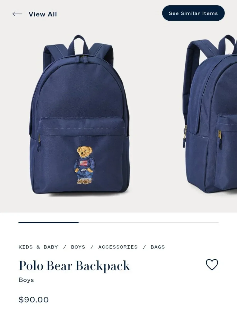 Polo Ralph Lauren Polo Bear Backpack Blue Embroidered Bear Bookbag